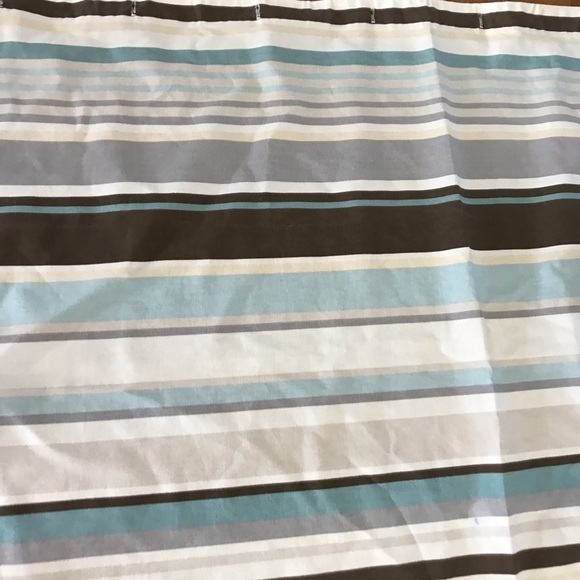 Striped Shower Curtain Beach Brown Tan Aqua Blue stripes - Picture 1 of 14